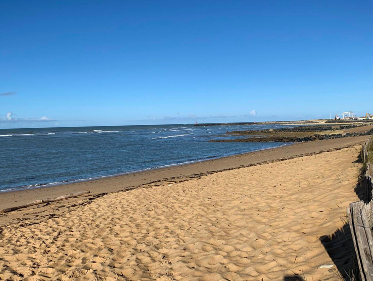Paysage côtier avec sable et dunes au bord de l’océan Atlantique sur l’île d’Oléron.